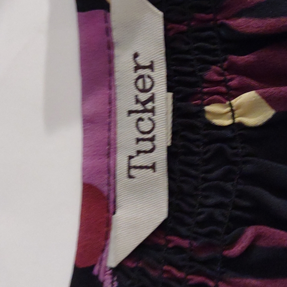 Tucker silk pink purple floral classic smocked collar blouse size s/m - Picture 6 of 9